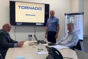 Nadhim Zahawi meets with Managing Director Kenny Campbell and Operations Director Jonathan Miller at Tornado Wire