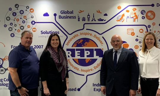Nadhim Zahawi visits global headquarters of REPL in Henley in Arden